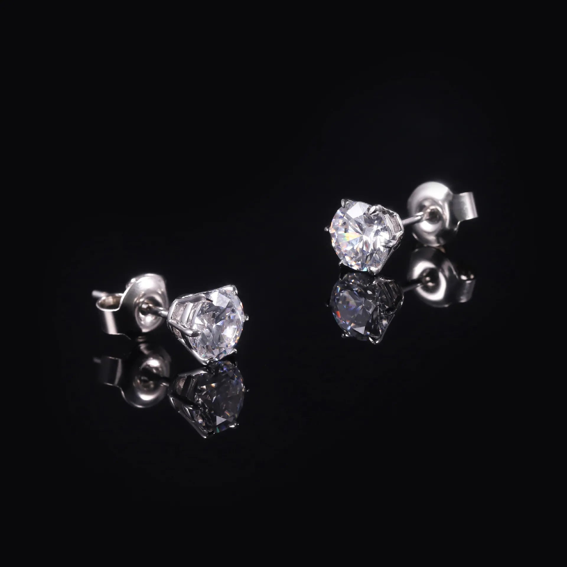 Eagle Claw Series Lab Diamond Stud Earrings, S925 Gold Plated Silver 4 Prong 0.5CT 1CT Studs