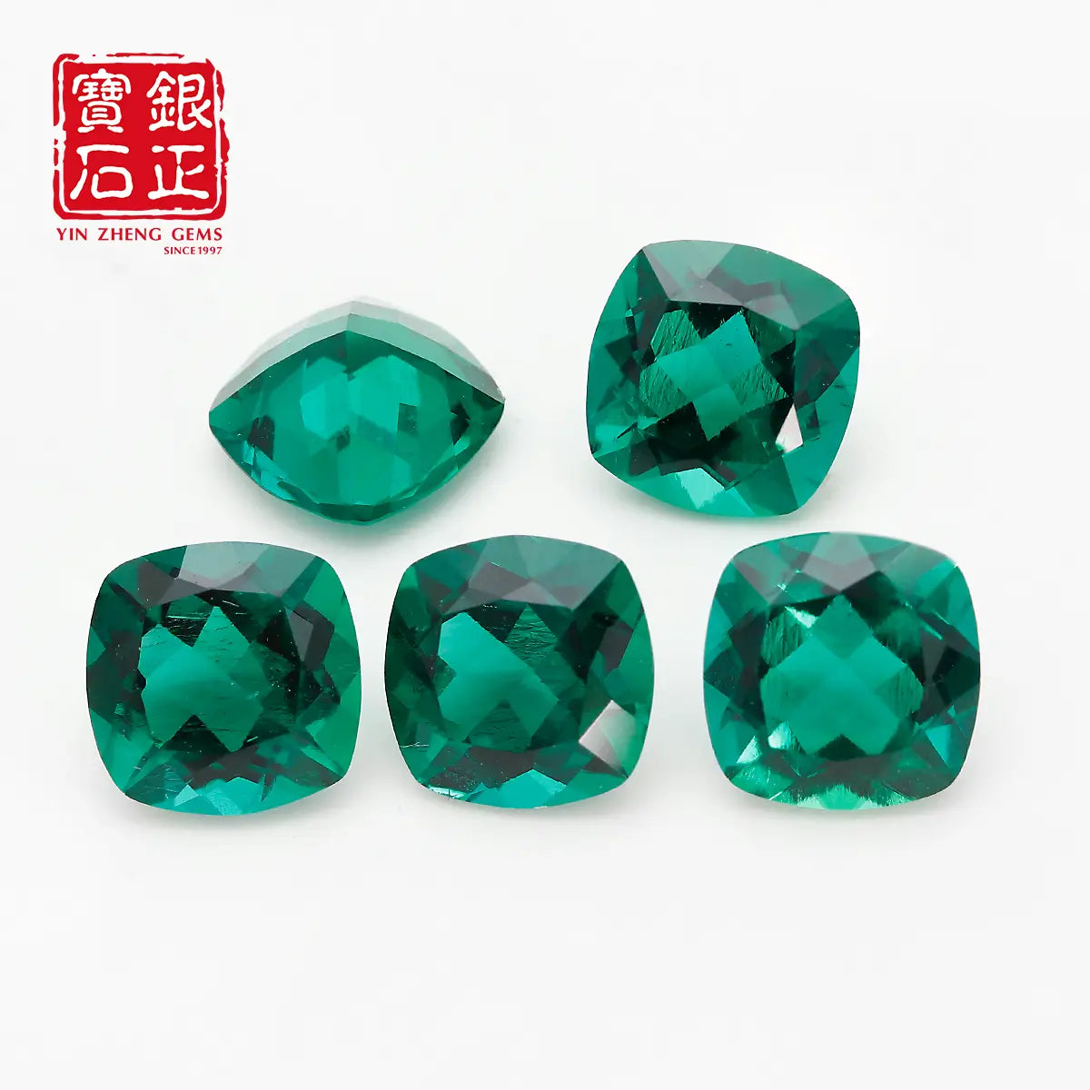 Hydrothermal Cushion Cut Lab Zambian Emerald