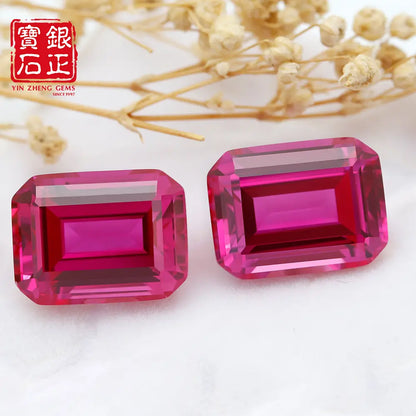 Flame Melted Rubellite Stone Emerald Cut
