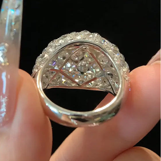 18K Gold Rose‑Cut Lab Grown Diamond Ring D Color Large Carat