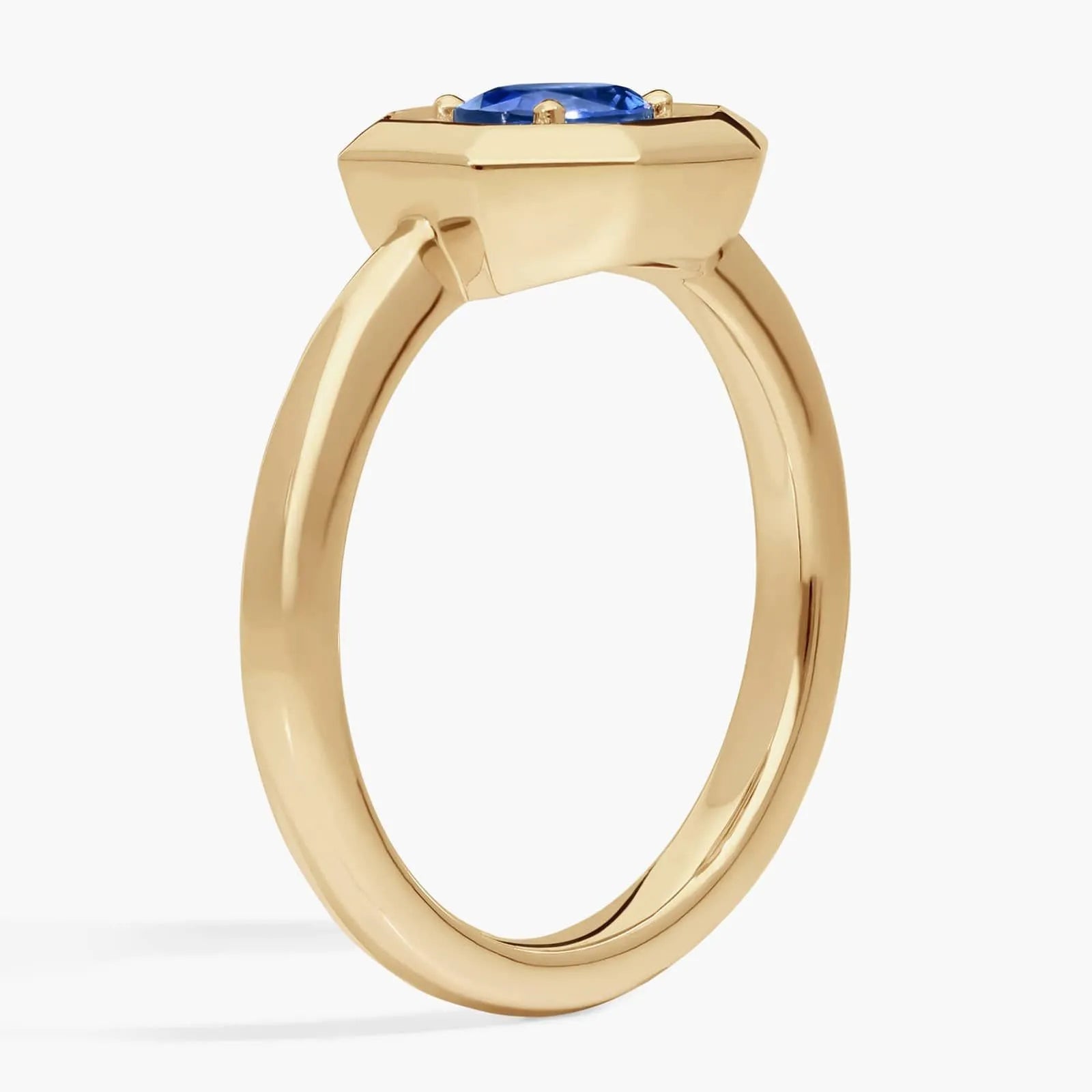 High-End Lab Grown Sapphire Ring| 1CT Gemstone S925 Sterling Silver 18K Gold Plated Gold Tone Women Jewelry