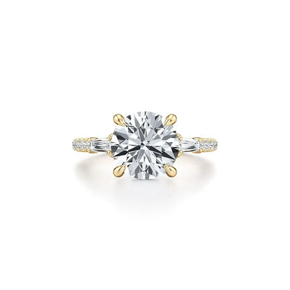 2CT Three Stone Moissanite Ring Women | 18K Gold Plated S925 Silver Luxury Engagement Ring