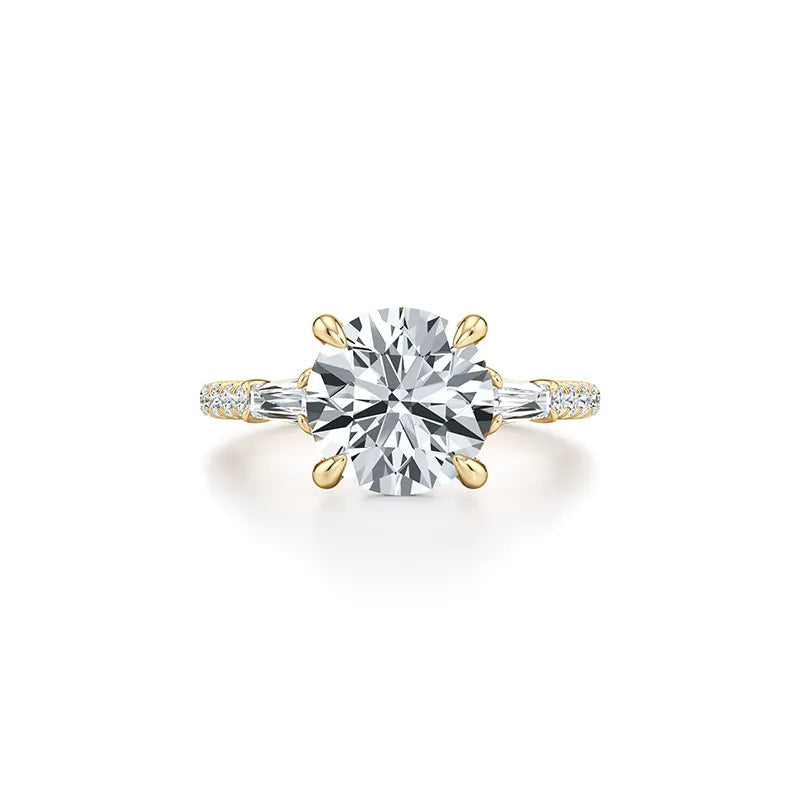 2CT Three Stone Moissanite Ring Women | 18K Gold Plated S925 Silver Luxury Engagement Ring