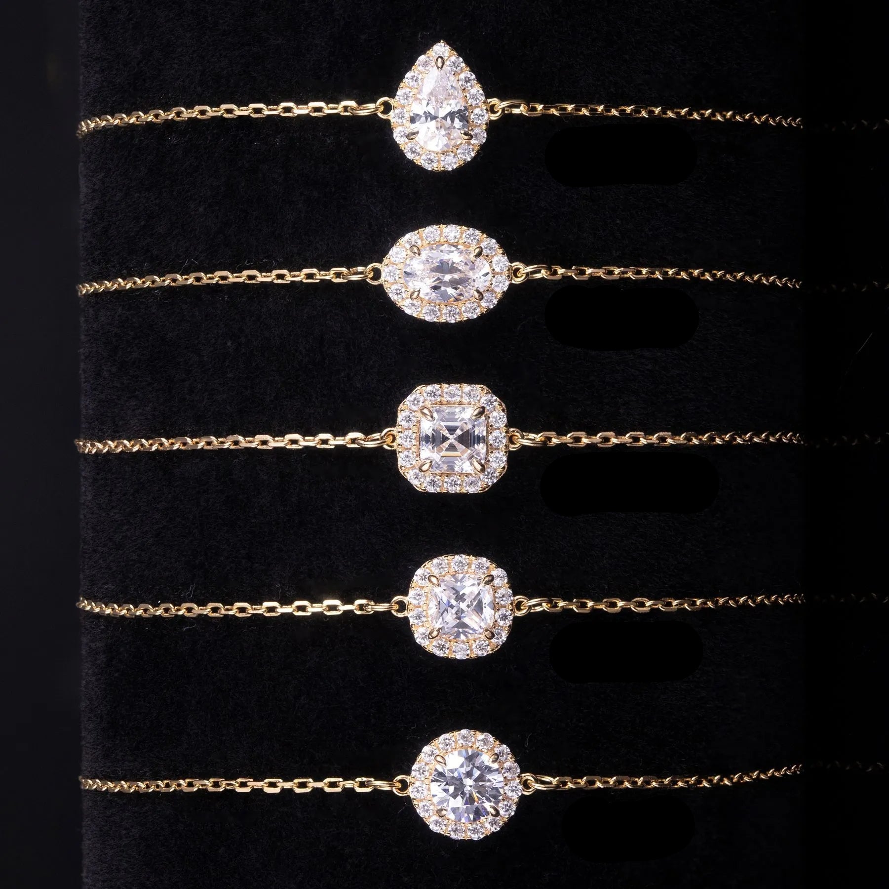 Halo Moissanite Stack Bracelet| 18K Gold Plated S925 Silver