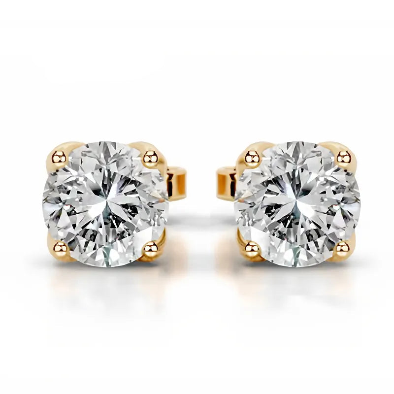1CT Moissanite Stud Earrings | Tulip Four-Prong S925 Silver 18K Gold Plated