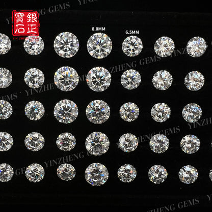 6A Grade Round D Color Moissanite 3.0-10.0MM