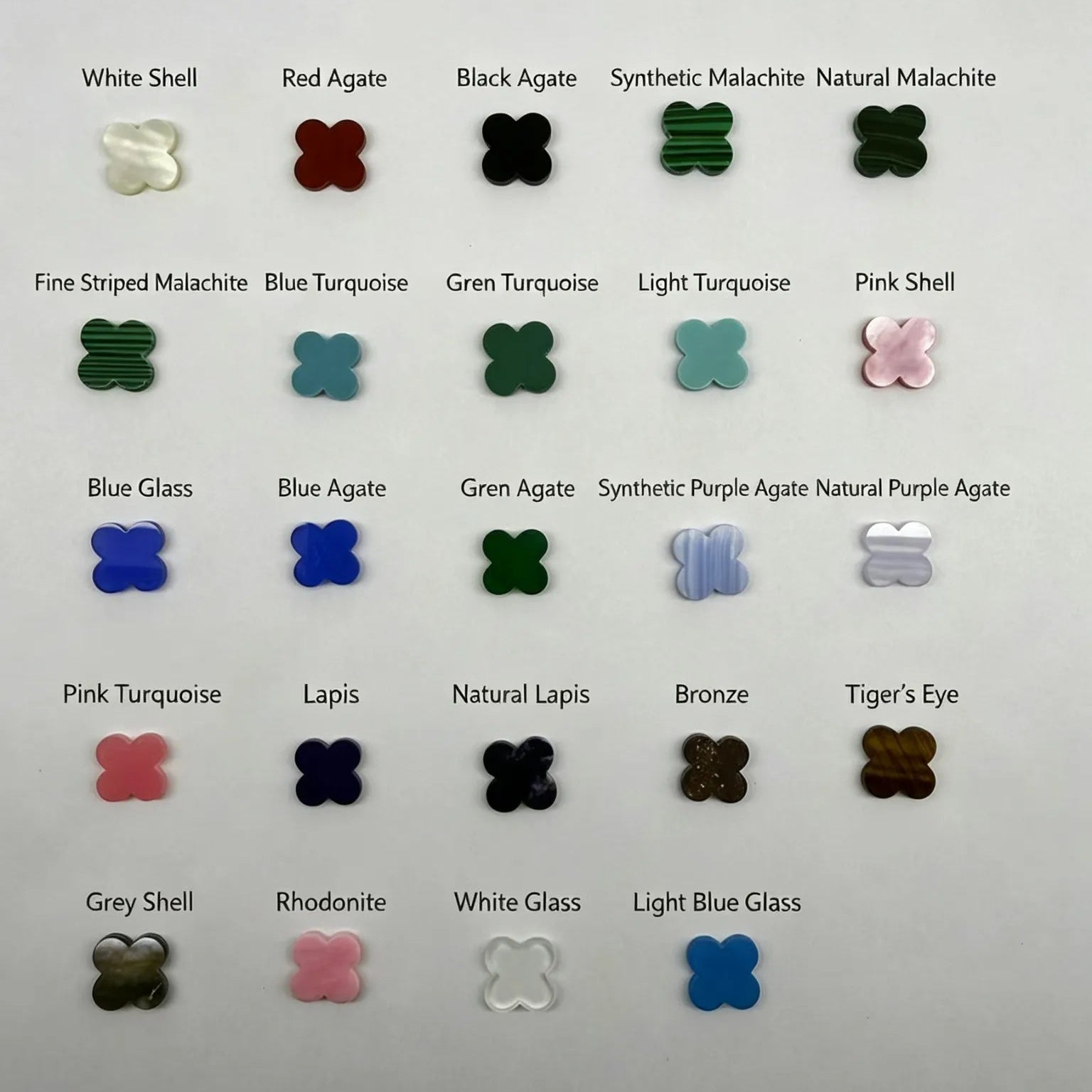 Multi Stone Four Leaf Clover Loose Stones Shell Agate Tiger Eye DIY Jewelry Accessories