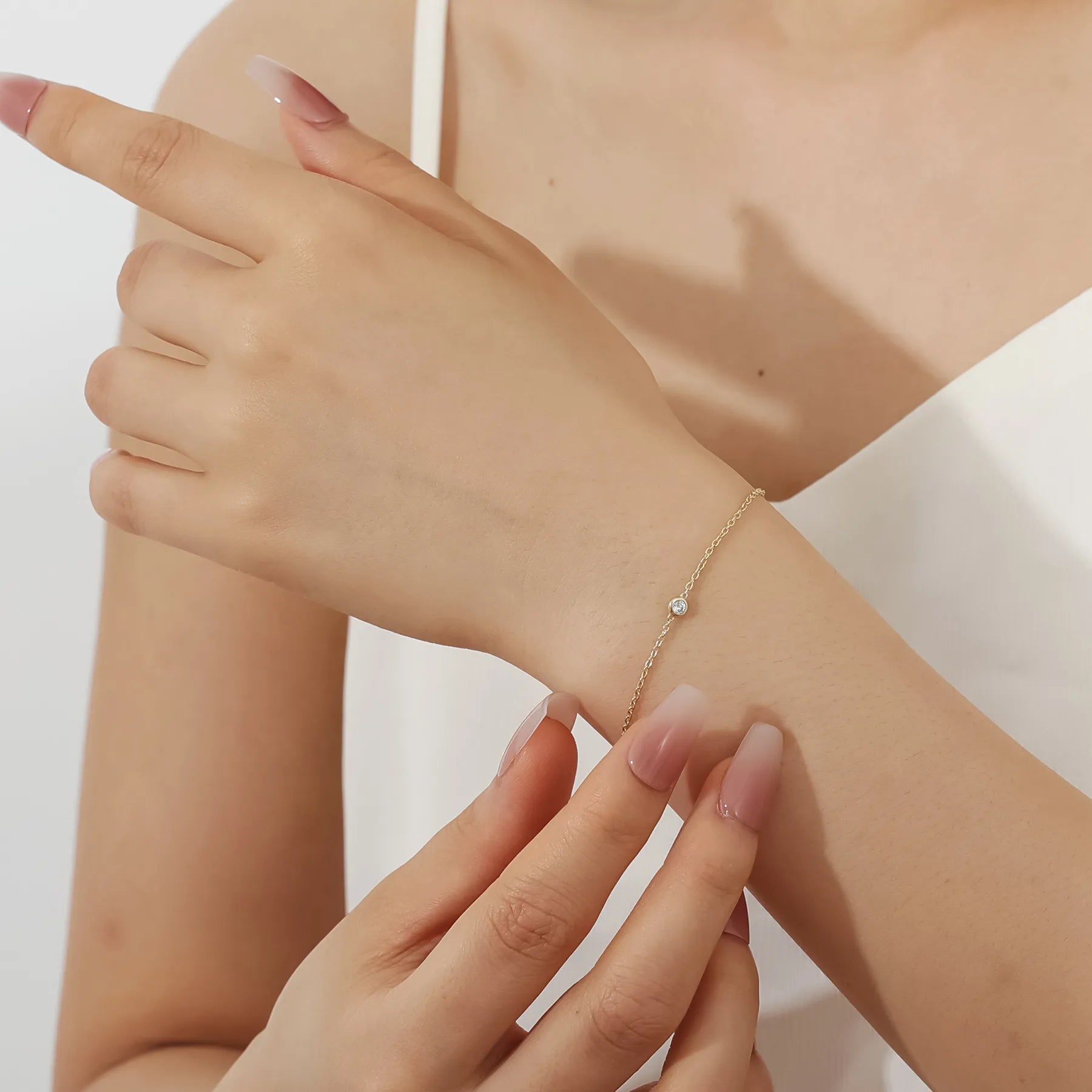 Lab Grown Diamond Bubble Bracelet| Single Stone Daily Wear
