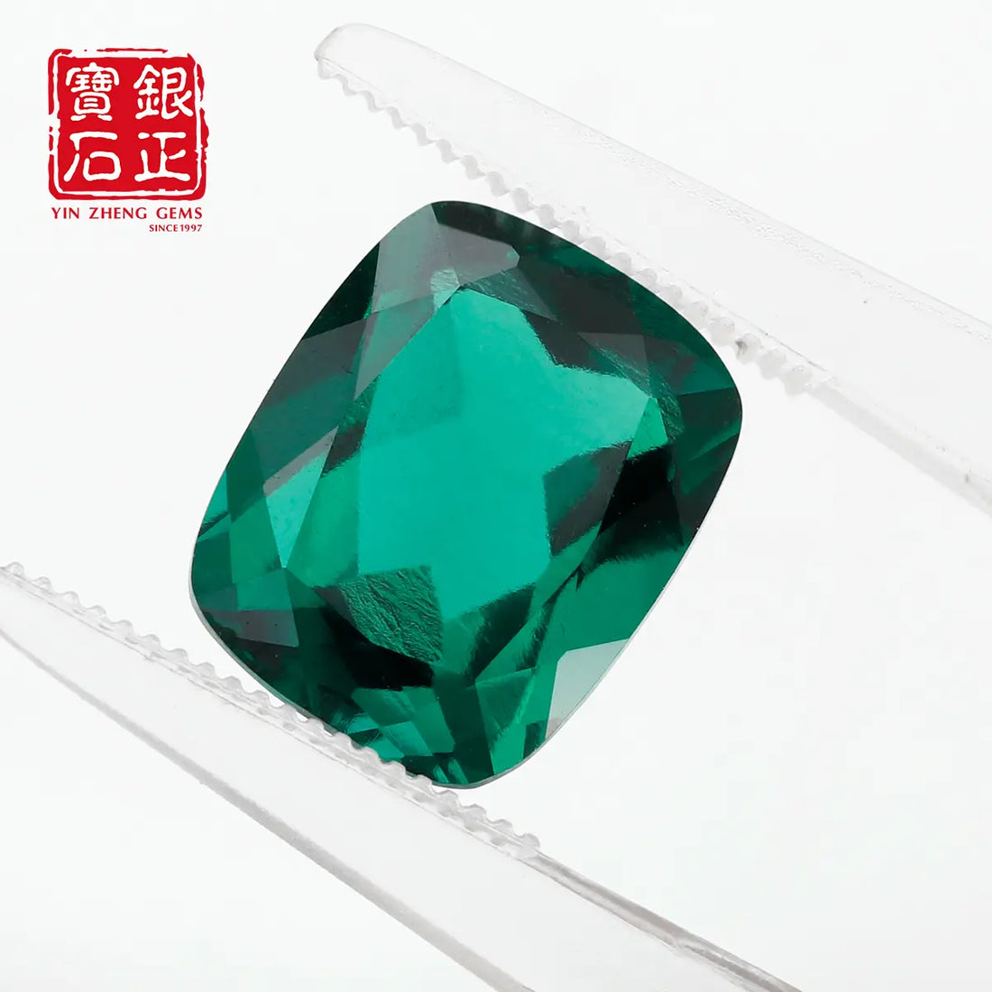 Lab Grown Zambian Emerald Cushion Shape