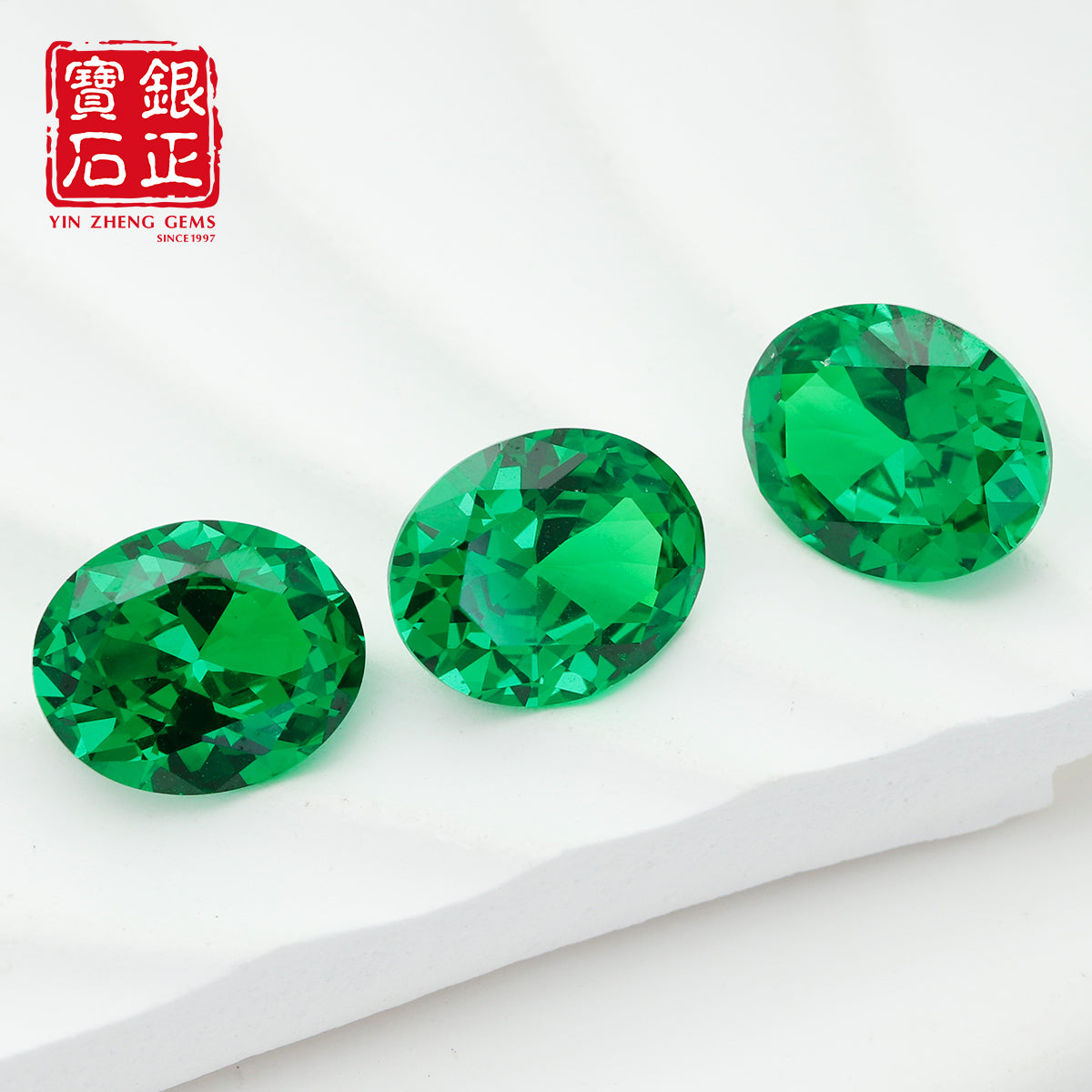 Flame Melted Lab Grown Tsavorite Oval Shape