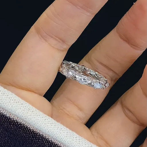 18K Solid Gold Full‑Eternity Marquise Lab‑Grown Diamond Ring