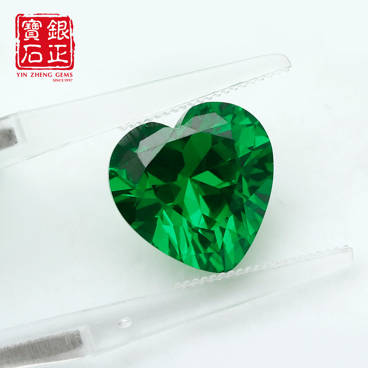 Flame Melted Lab Grown Tsavorite Heart Shape