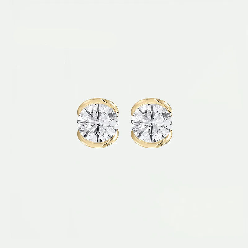 Dainty Versatile 2CT Moissanite Stud Earrings for Women |S925 Sterling Silver With 18K Gold Plated