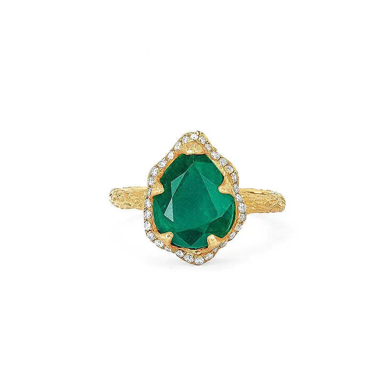 Luxury Large Carat Lab Grown Zambian Emerald Set| 18K Gold Plated S925 Silver Earrings Ring Necklace