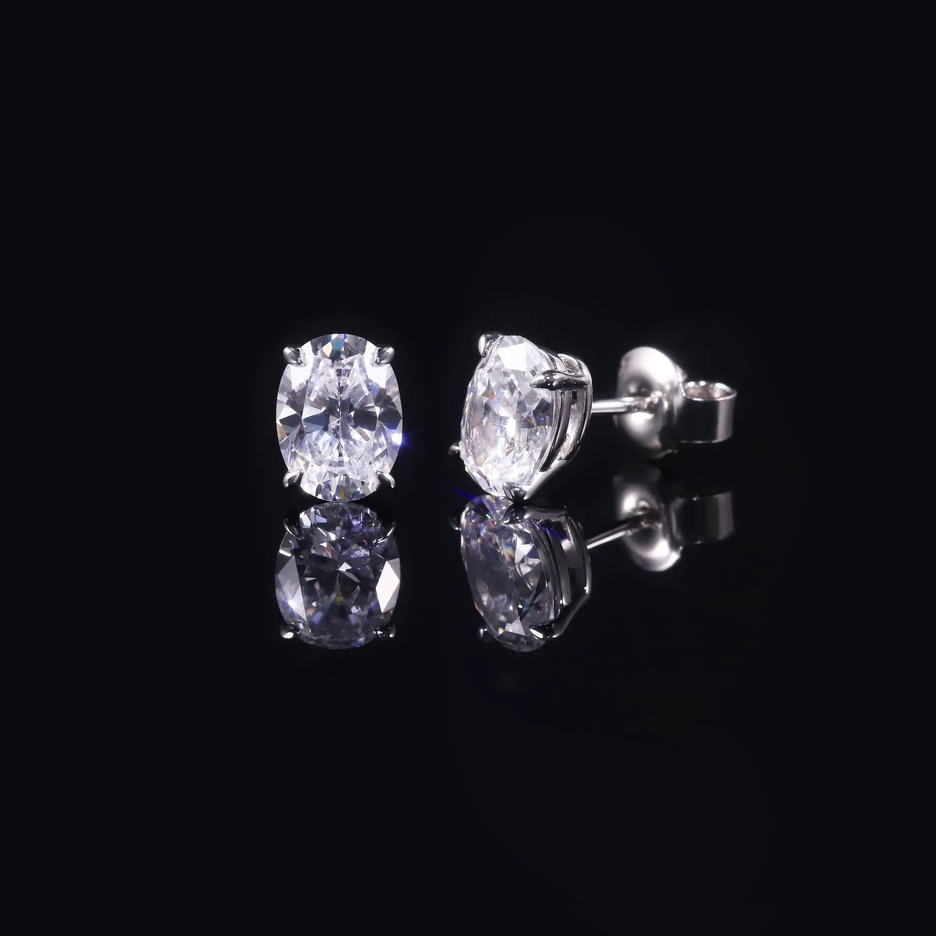Eagle Claw Series Lab Diamond Stud Earrings, S925 Gold Plated Silver 4 Prong 0.5CT 1CT Studs