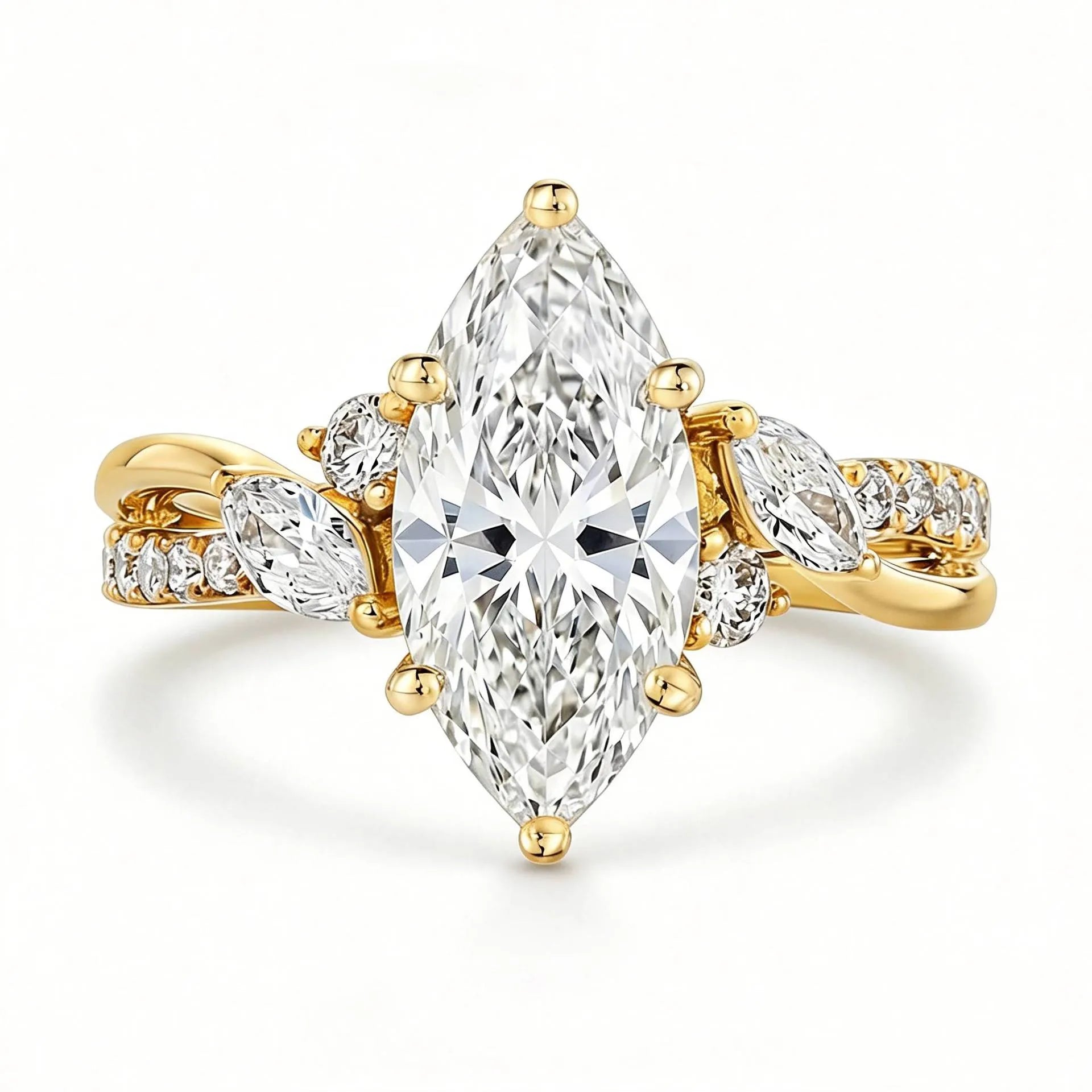 Luxury 2CT Marquise Moissanite Ring With GRA Certificate High-End S925 Sterling Silver Women Fine Jewelry