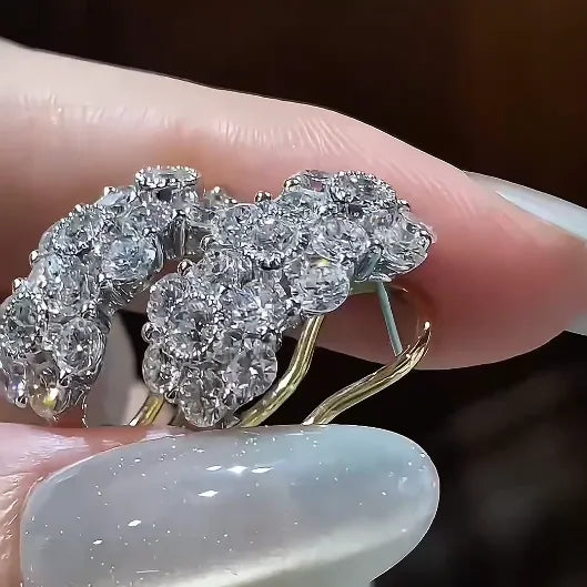 18k Gold Lab Grown Diamond Multi-Colored Three-Stone Stud Earrings