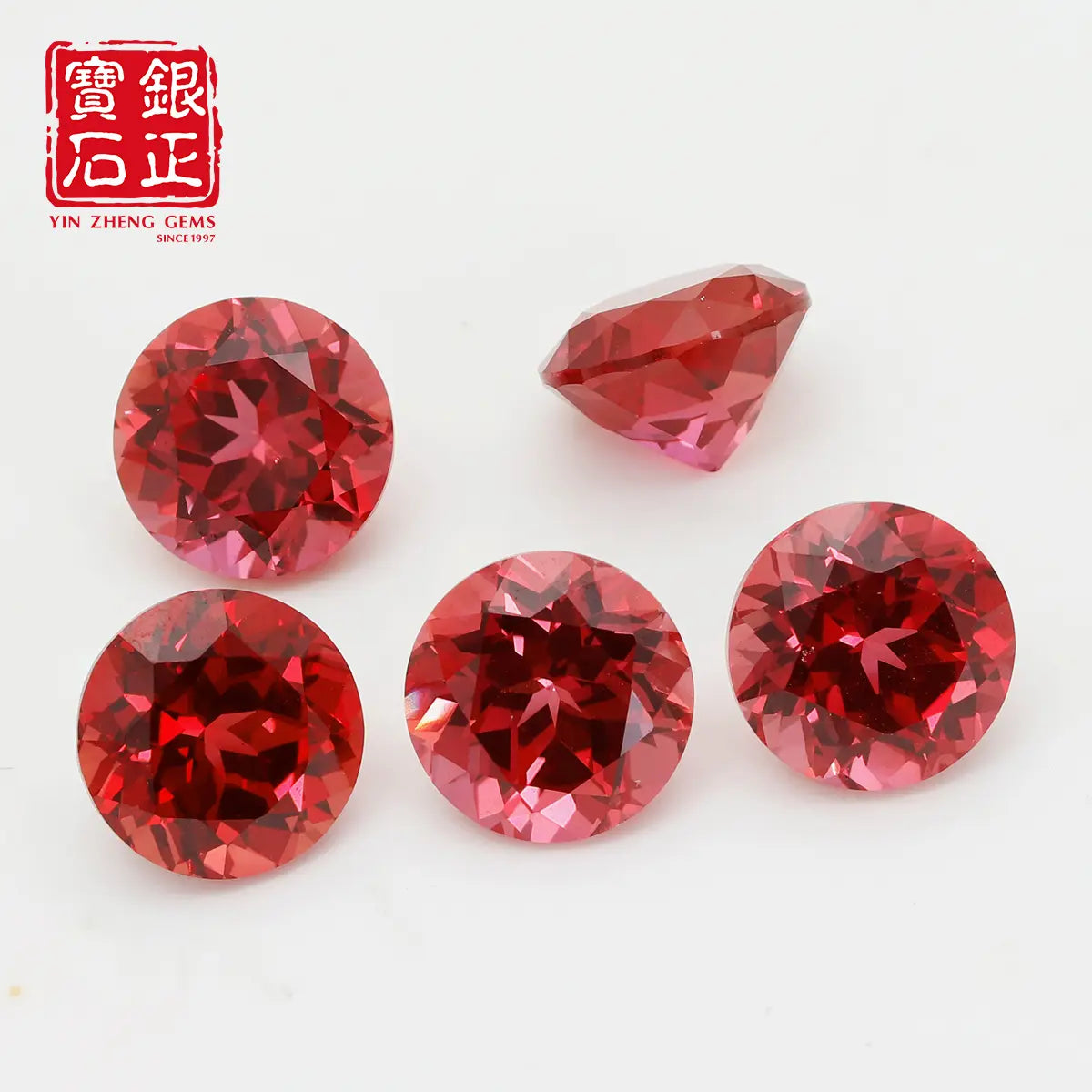 Precision Cut Sunset Color Synthetic Lab Paparacha Round