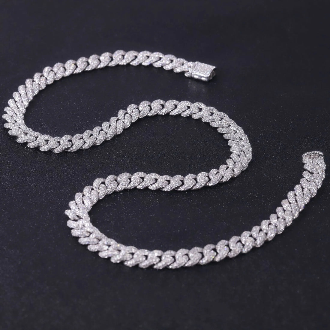 8mm Full Iced Cuban Link Necklace| Trendy Hip Hop S925 Sterling Silver Cubic Zirconia Men Chain