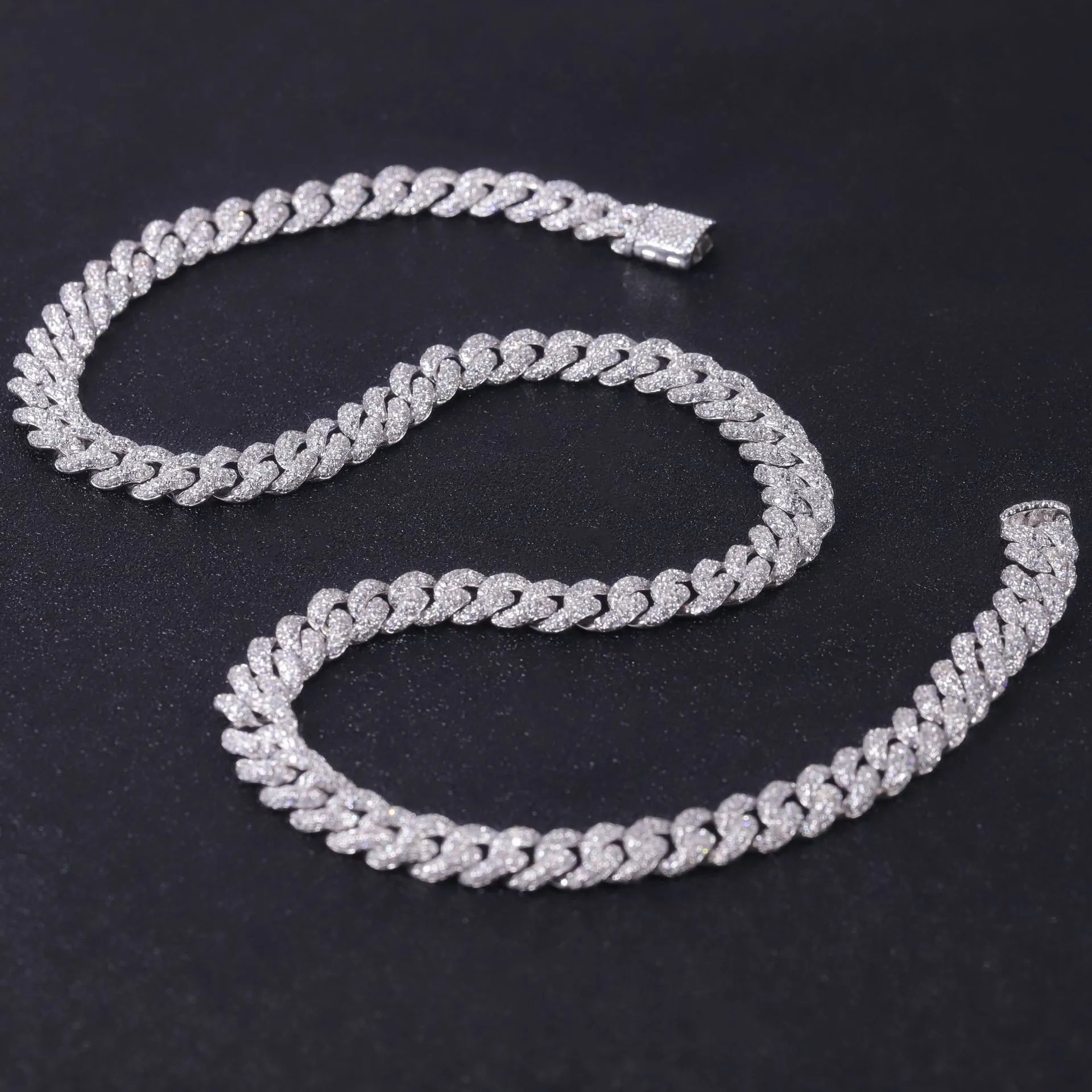 8mm Full Iced Cuban Link Necklace| Trendy Hip Hop S925 Sterling Silver Cubic Zirconia Men Chain