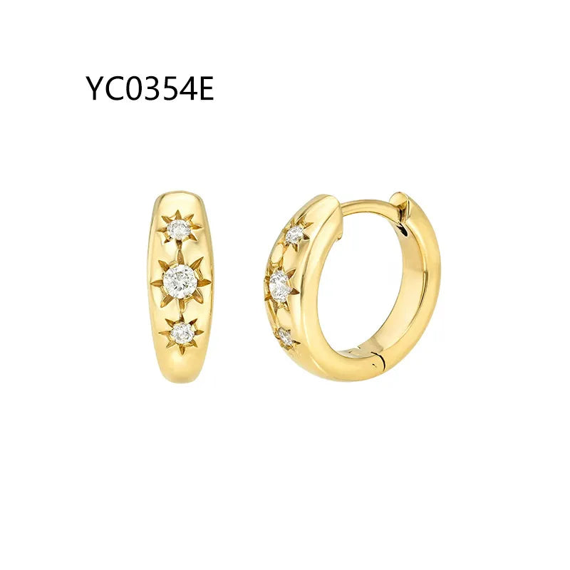 Trendy Dainty Unique Moissanite Studs & Hoop Earrings | 18K Gold Plated S925 Sterling Silver