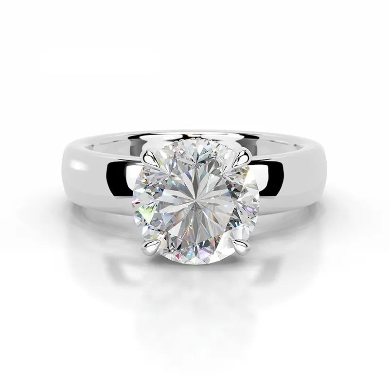 Luxury Wide Band 2CT Moissanite Wedding Ring| S925 Sterling Silver Plated 18K Gold Elegant Daily Jewelry