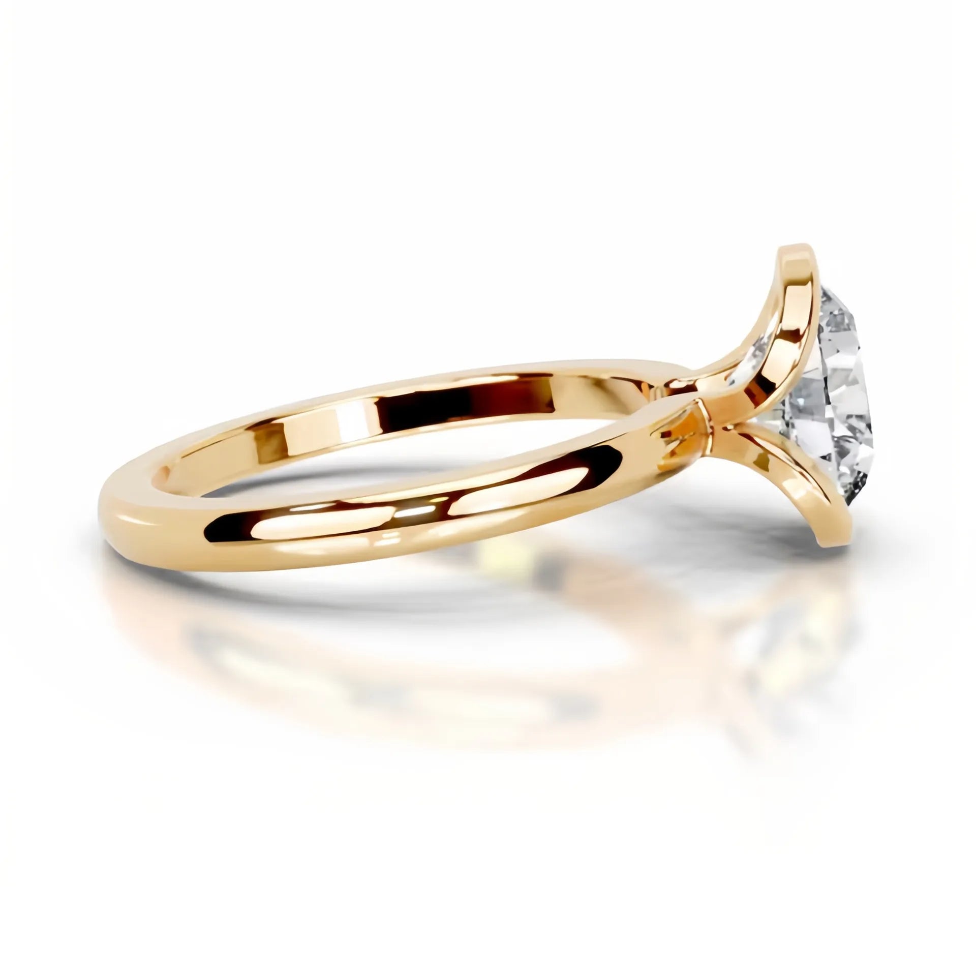 18K Gold Plated S925 Silver Half Bezel D Color 2CT Moissanite Wedding Ring