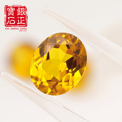 Flame Melted Lab Grown Yellow Sapphire Oval Shape