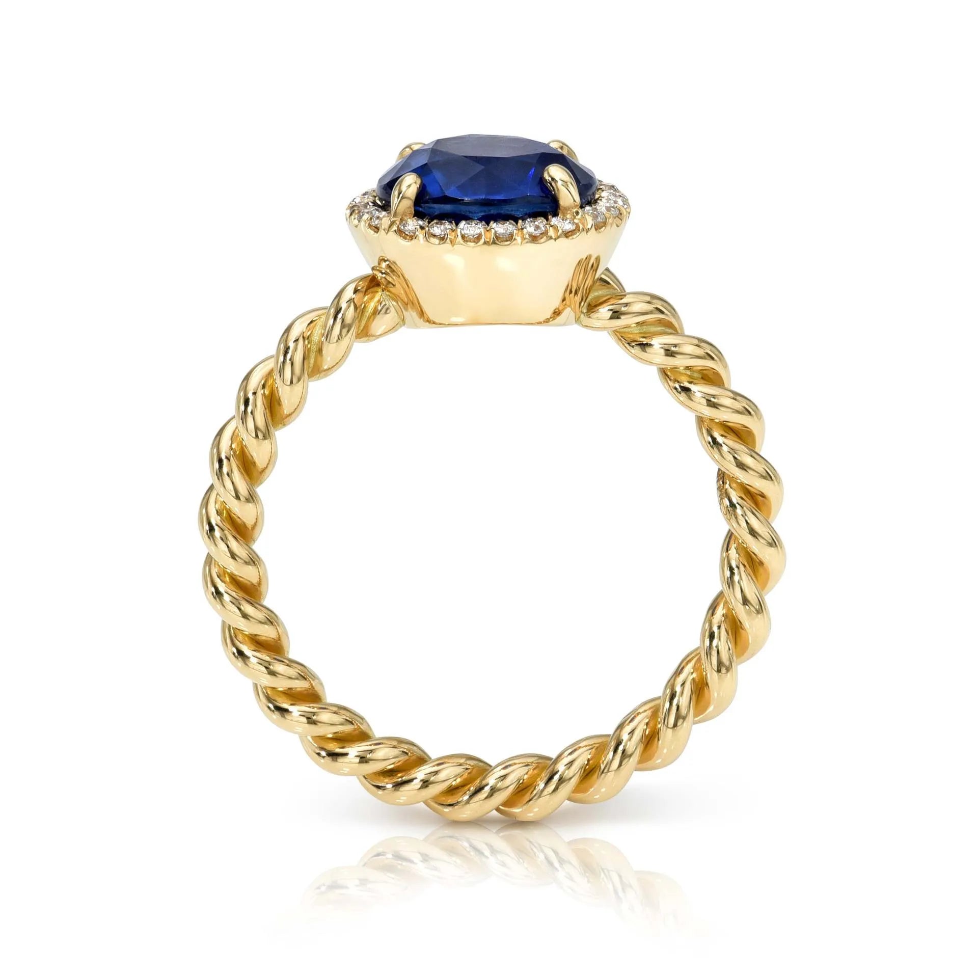 Luxury Lab Grown Emerald & Blue Sapphire Color Gemstone Ring| 18K Gold Plated S925 Sterling Silver