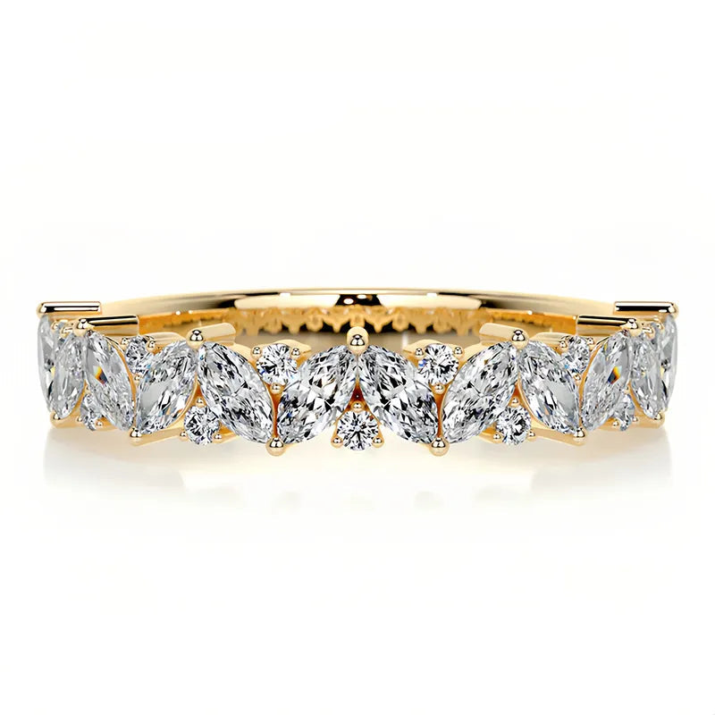 Hot Selling Elegant Stackable Band Ring Set | Niche Light Luxury Fashion Gold Plated S925 Sterling Silver Moissanite Rings