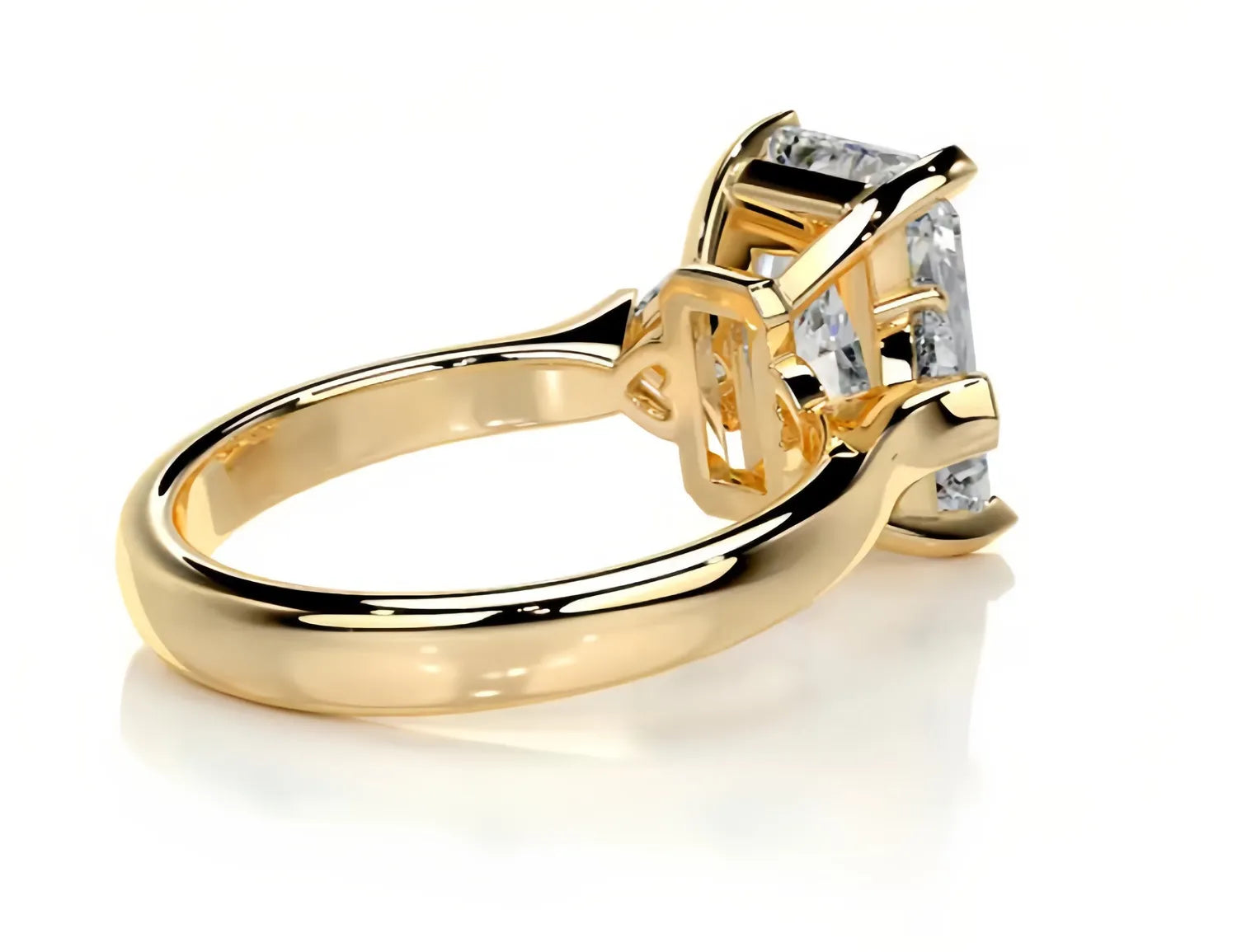 Luxury Large Carat Three Stone Moissanite Wedding Ring