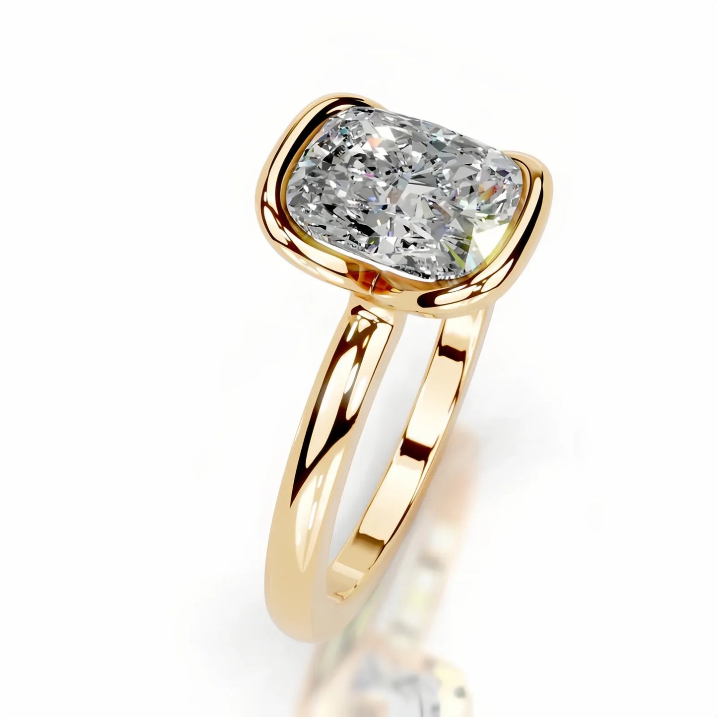 18K Gold Plated S925 Silver Half Bezel D Color 2CT Moissanite Wedding Ring