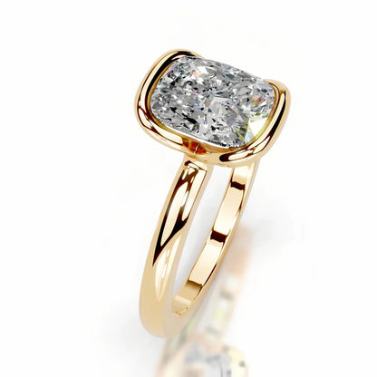 18K Gold Plated S925 Silver Half Bezel D Color 2CT Moissanite Wedding Ring