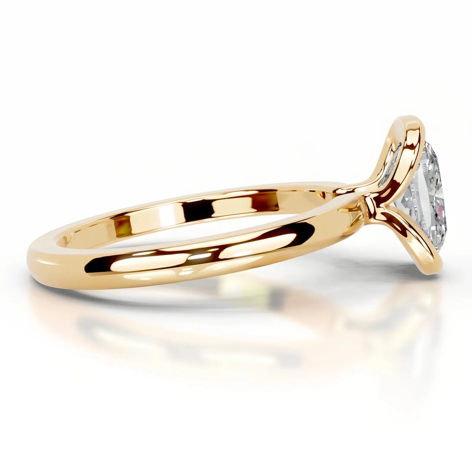 18K Gold Plated S925 Silver Half Bezel D Color 2CT Moissanite Wedding Ring
