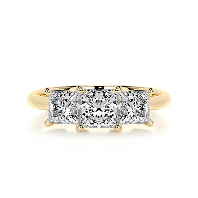 Luxury Large Carat Three Stone Moissanite Wedding Ring