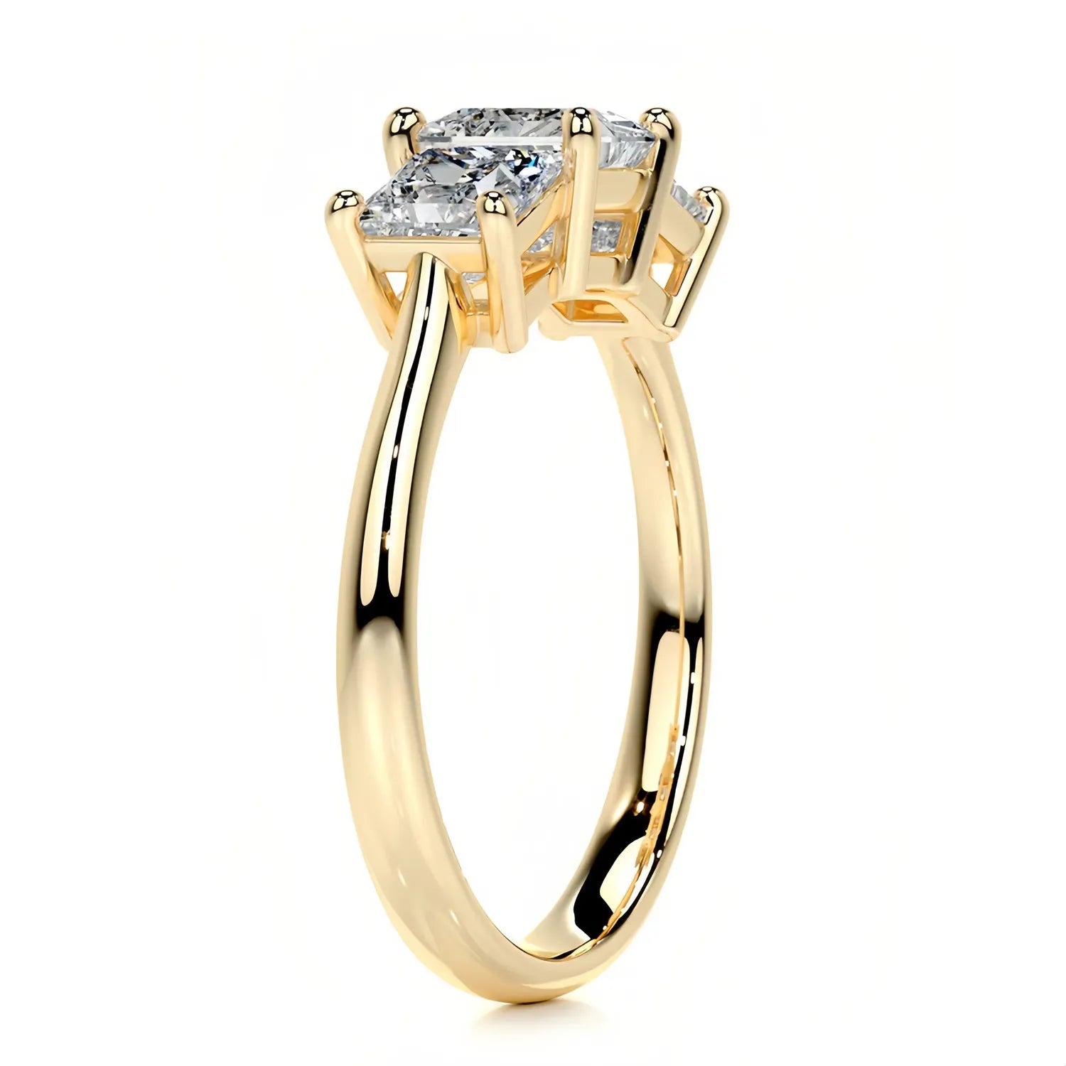 Luxury Large Carat Three Stone Moissanite Wedding Ring