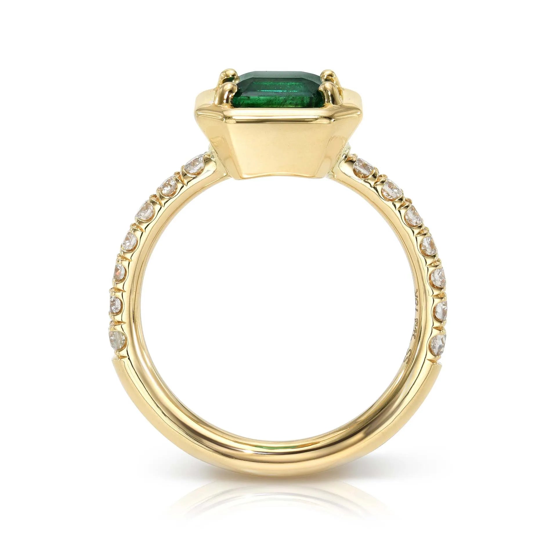 Luxury Lab Grown Emerald & Blue Sapphire Color Gemstone Ring| 18K Gold Plated S925 Sterling Silver