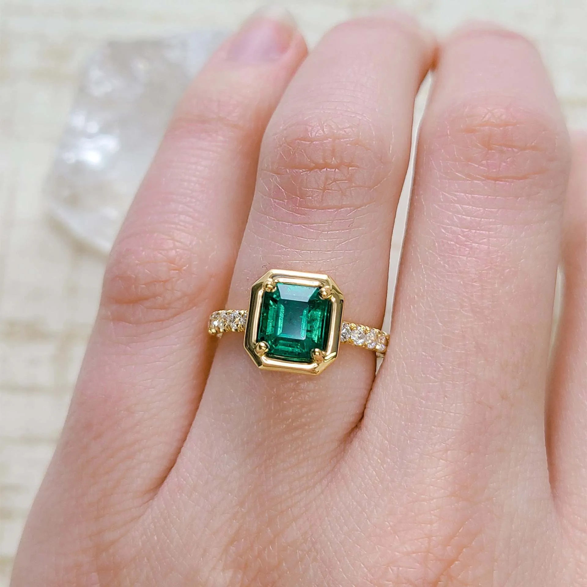 Luxury Lab Grown Emerald & Blue Sapphire Color Gemstone Ring| 18K Gold Plated S925 Sterling Silver