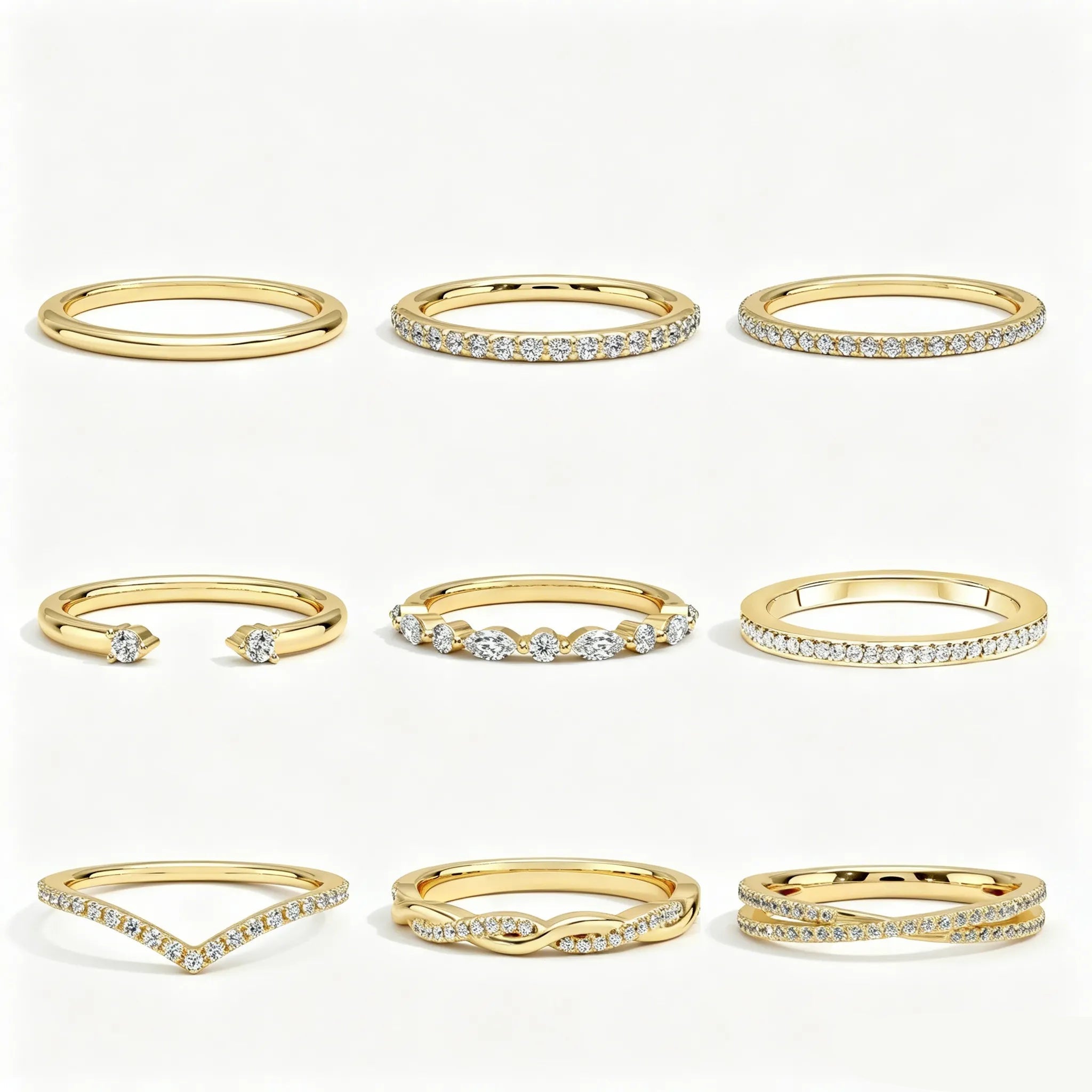 Unisex Stack Mini Lab Diamond Moissanite Rings Multi Wear