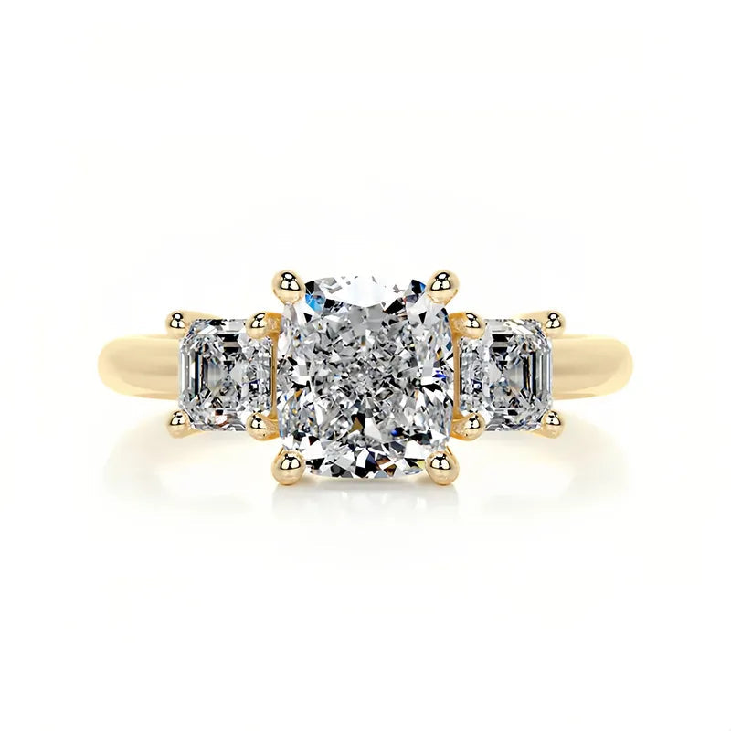 Luxury Large Carat Three Stone Moissanite Wedding Ring