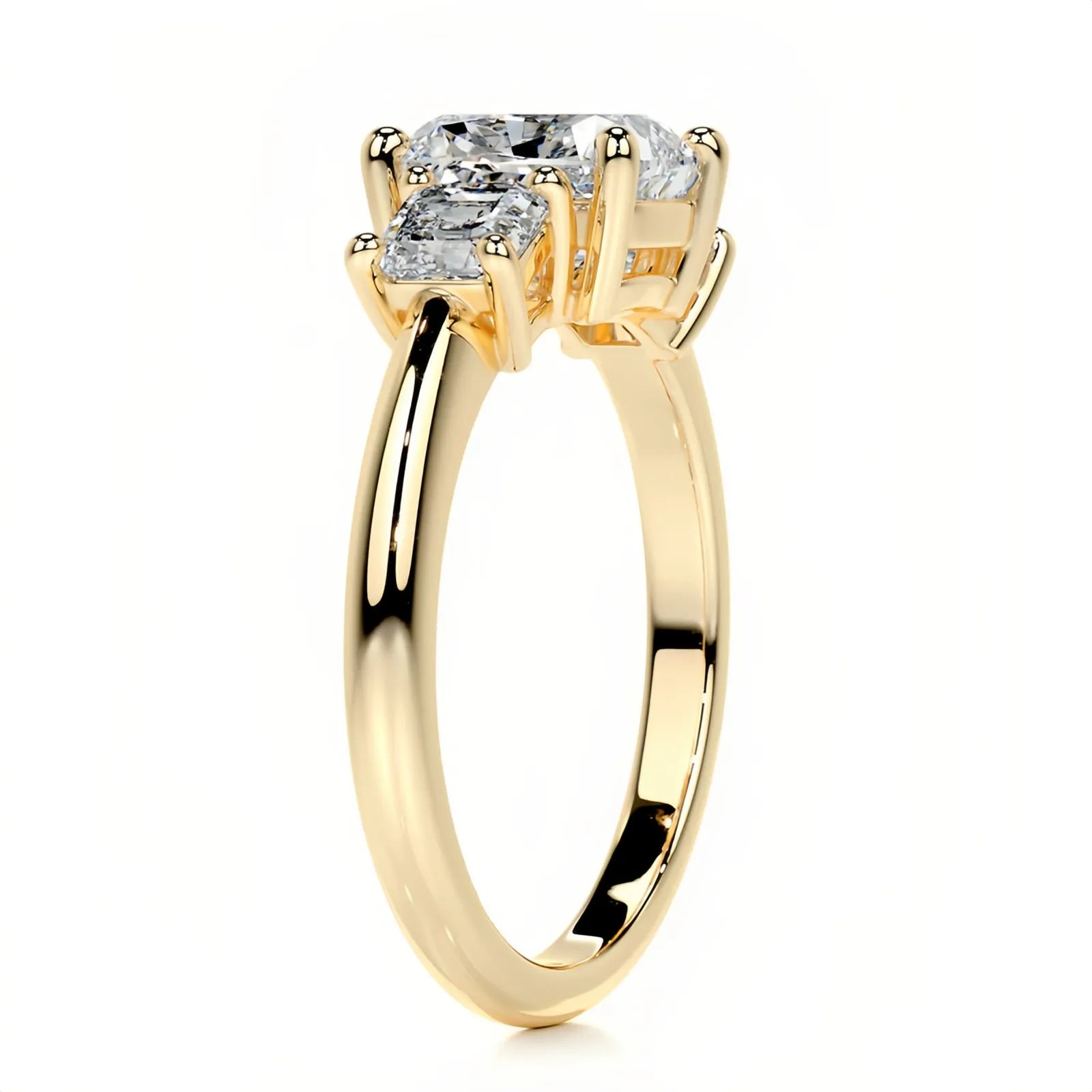 Luxury Large Carat Three Stone Moissanite Wedding Ring