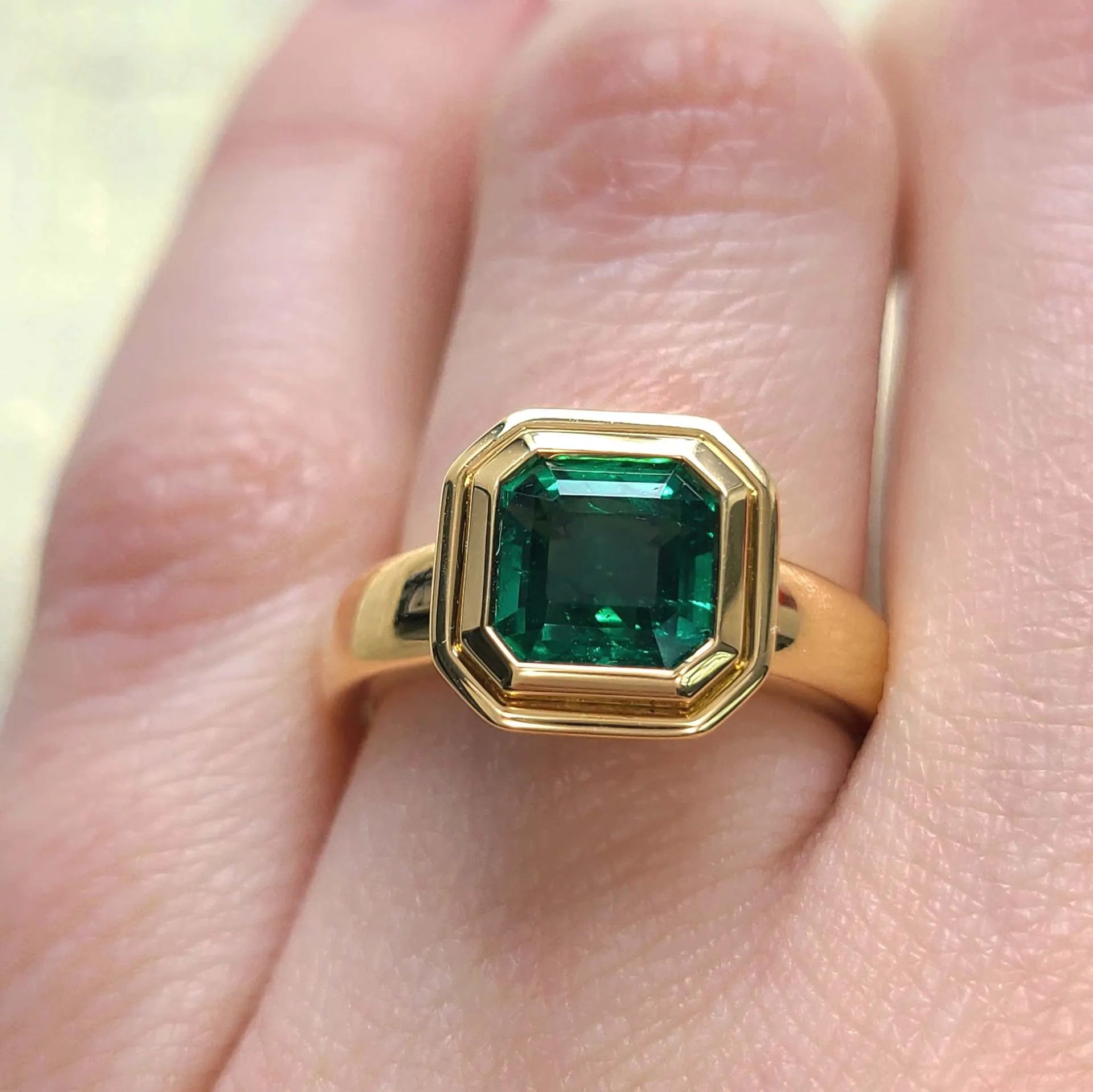 Luxury Lab Grown Emerald & Blue Sapphire Color Gemstone Ring| 18K Gold Plated S925 Sterling Silver