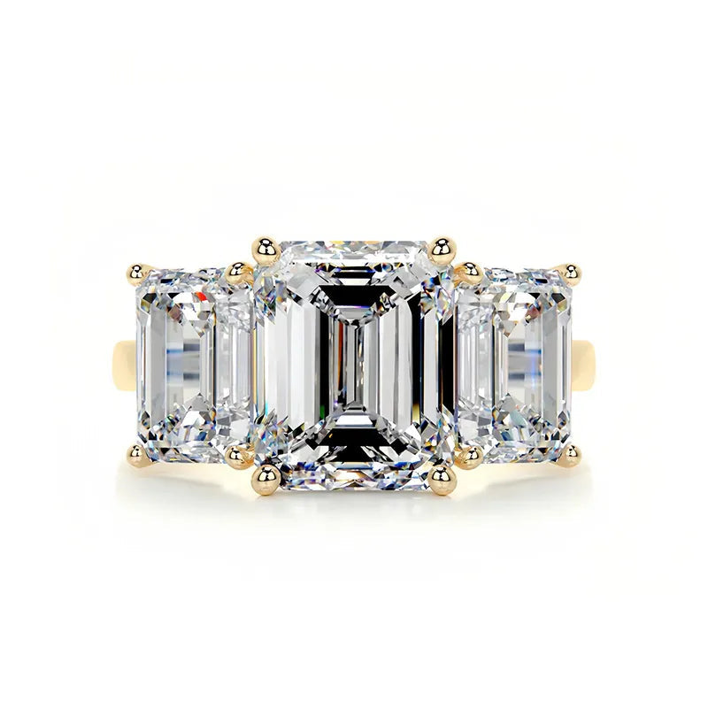 Luxury Large Carat Three Stone Moissanite Wedding Ring