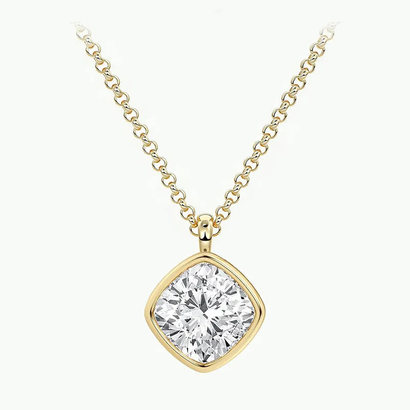Luxury Dainty 1/2/3CT Full Bezel Moissanite Clavicle Necklace | S925 Silver With 18K Gold Plated