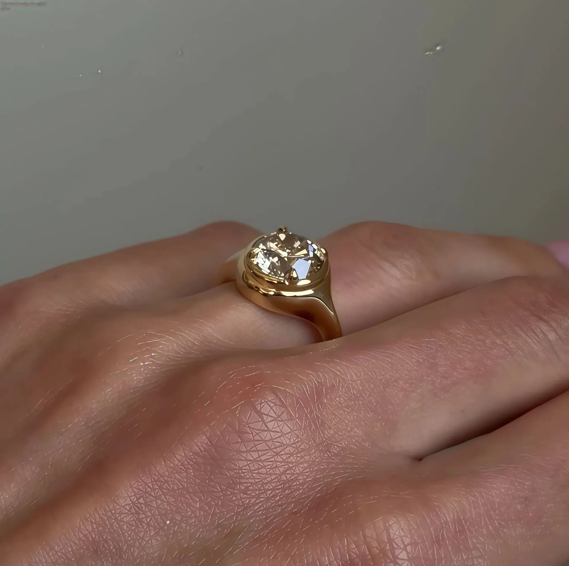Bestseller 1~2CT Bezel Set Moissanite Wedding Ring, 18K Gold Plated S925 Silver