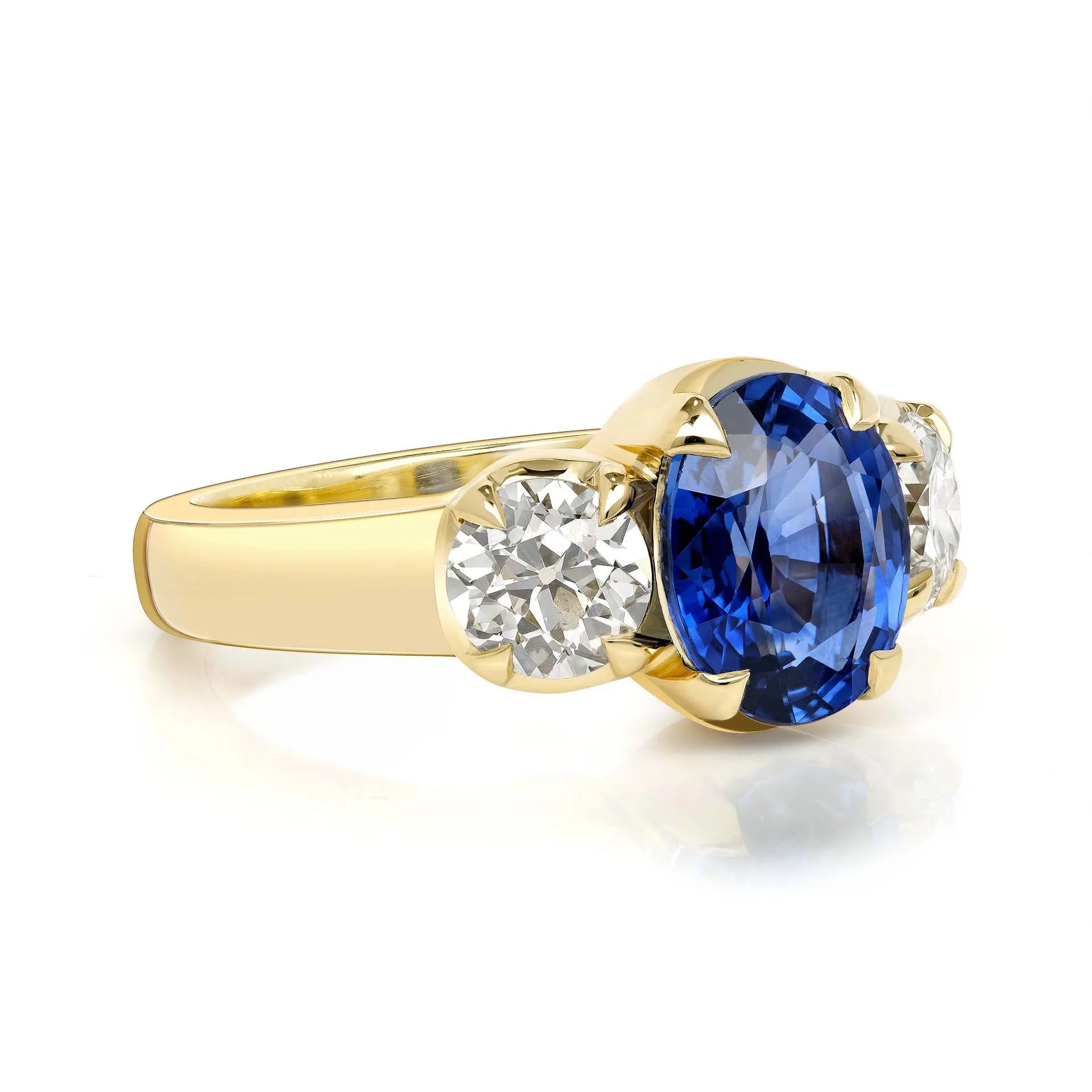 Luxury Lab Grown Emerald & Blue Sapphire Color Gemstone Ring| 18K Gold Plated S925 Sterling Silver
