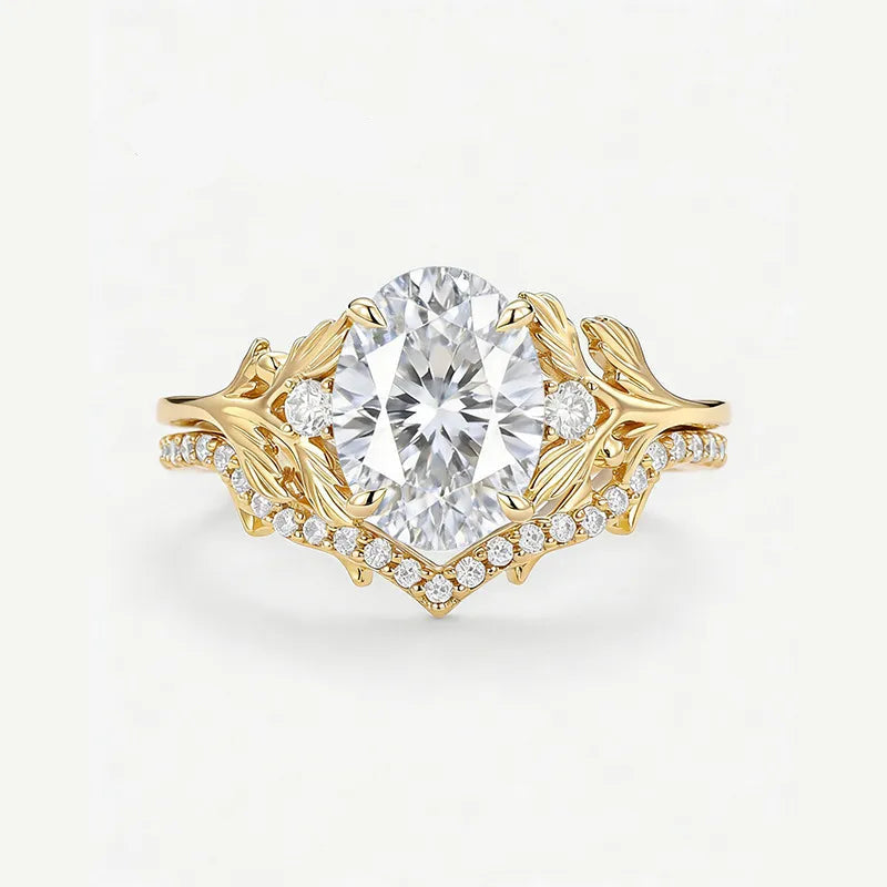Garden Series - 1.5CT Oval Cut Moissanite Stackable Bridal Ring Set