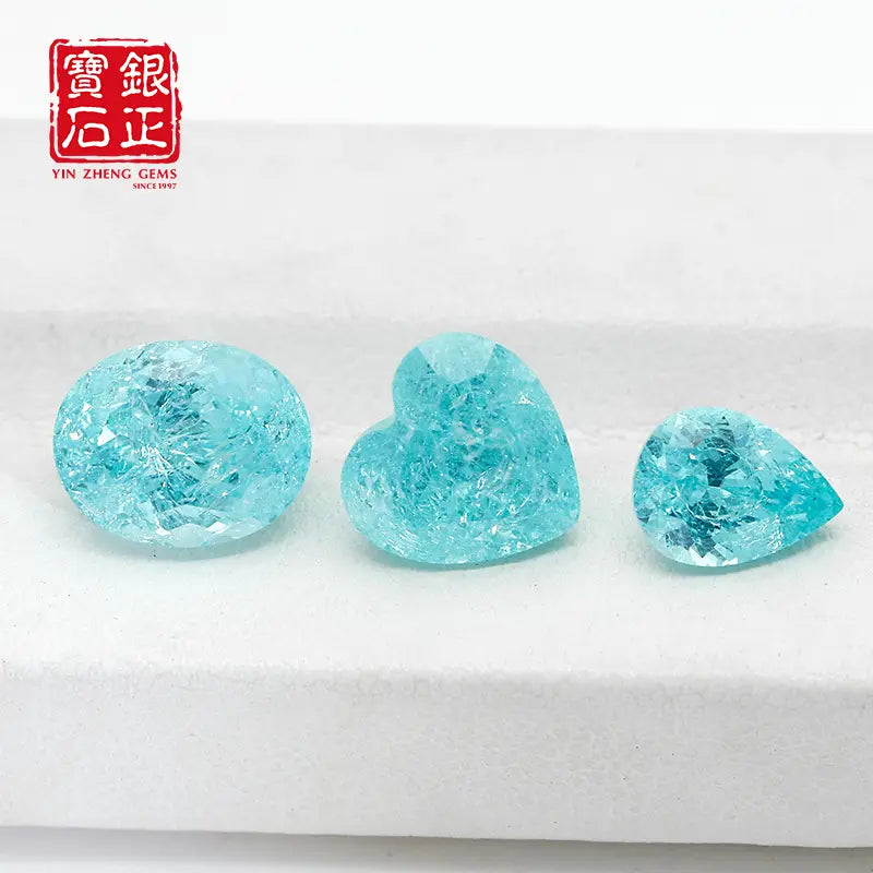 Czochralski Lab Grown Crushed Ice Paraiba Ova Shape