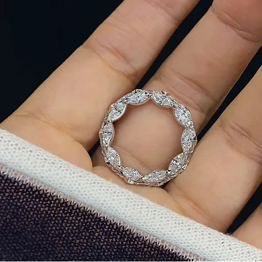 18K Solid Gold Full‑Eternity Marquise Lab‑Grown Diamond Ring