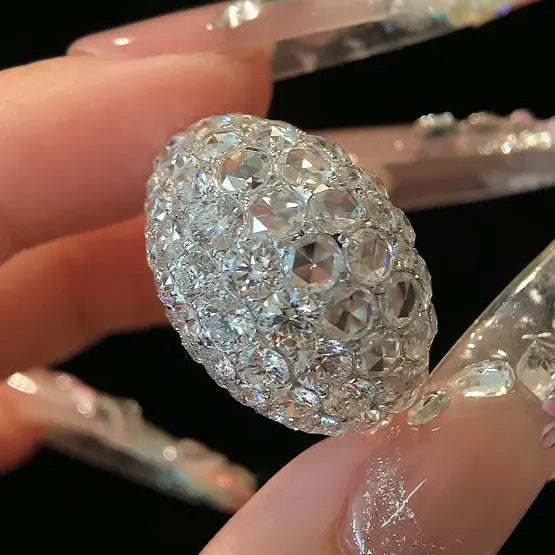 18K Gold Rose‑Cut Lab Grown Diamond Ring D Color Large Carat